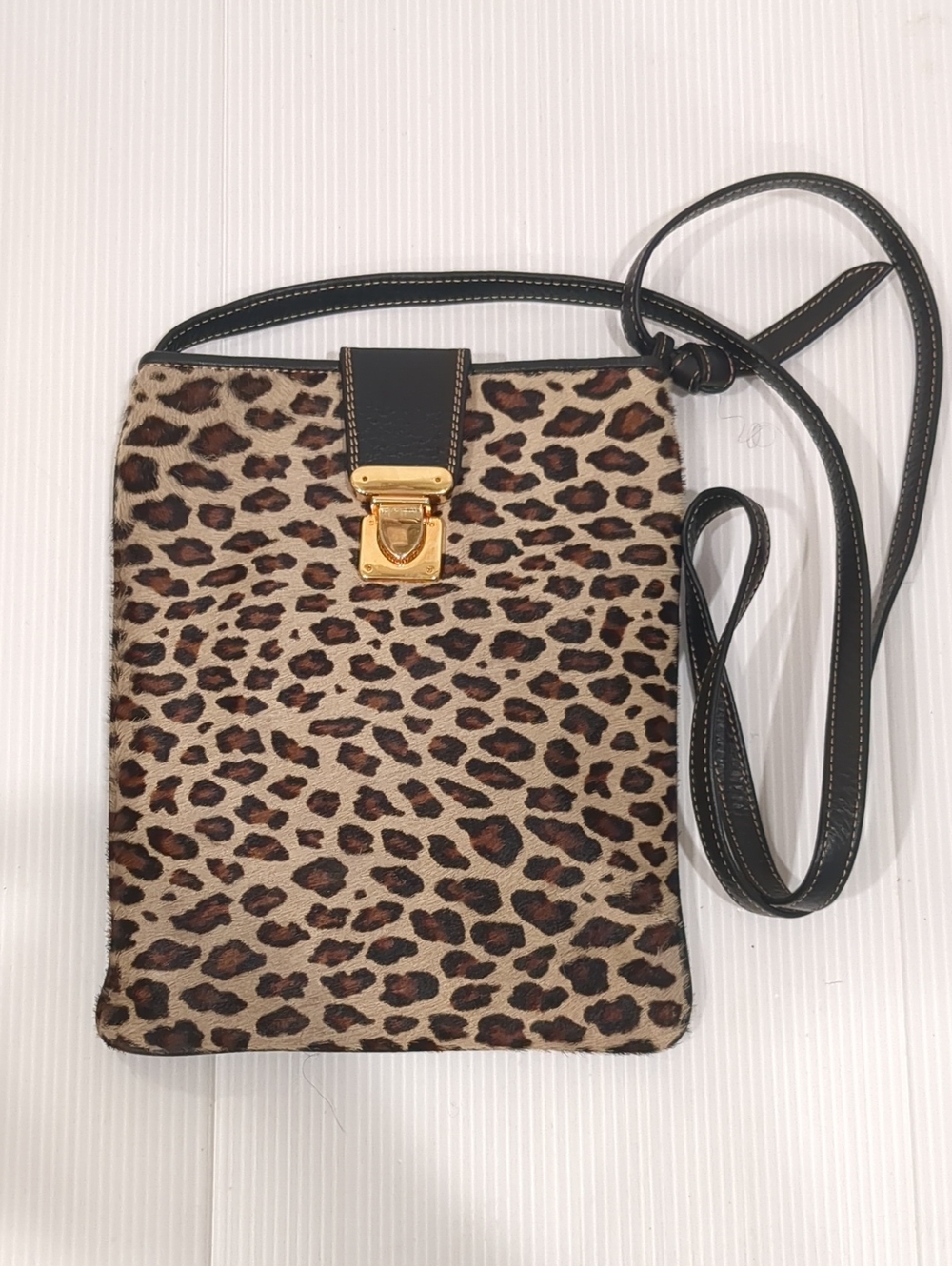 Miatto Leopard Print Crossbody Bag with Gold Tone Lock